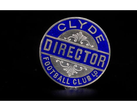 1913 CLYDE FOOTBALL CLUB SILVER DIRECTORS BADGE, the obverse inscribed 'Director' and 'Clyde Football Club Ld.' in blue ename