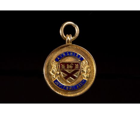 1933 AYRSHIRE JUVENILE FOOTBALL ASSOCIATION MEDAL, the obverse with 'Ayrshire Juv. F'ball Ass.' in enamel, the reverse inscri