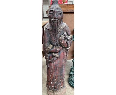 A reconstituted stone statue of a Chinese dignitary, 83cm high 