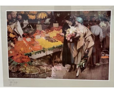 Fred TaylorMarket scenePhotographic reproduction on paperSigned in pencilTogether with a lithograph of sisters by Marta Gottf