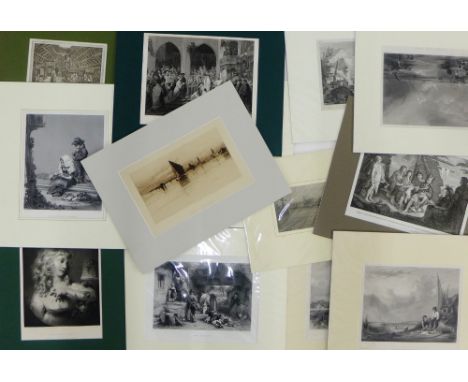 Quantity of copper and steel engraved prints to include Wilkie, etc., (a lot)