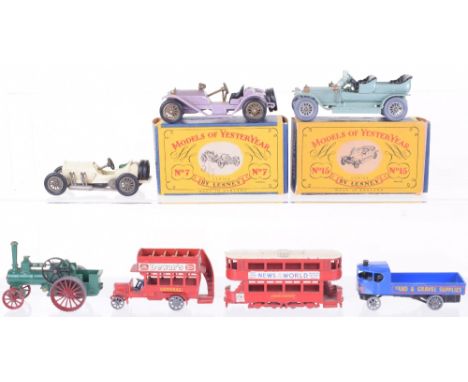 Seven Matchbox Models Of Yesteryear, boxed Y-7 Mercer Raceabout, Y-15 Rolls Royce Silver Ghost, models are excellent, origina