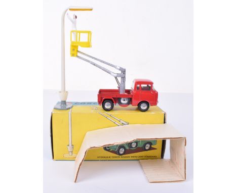 Corgi Toys Gift Set 14 Hydraulic Tower Wagon with Lamp Standard, red body, silver grille/hydraulic arm, flat spun wheels, in 