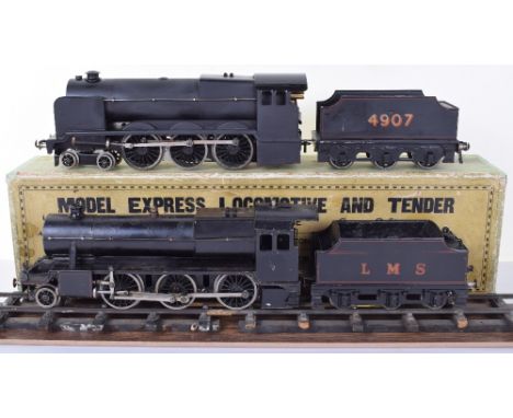 Two Bassett-Lowke 0 gauge Live Steam locomotives, 2-6-0 LMS Mogul locomotive and tender, black livery, fair condition, some r