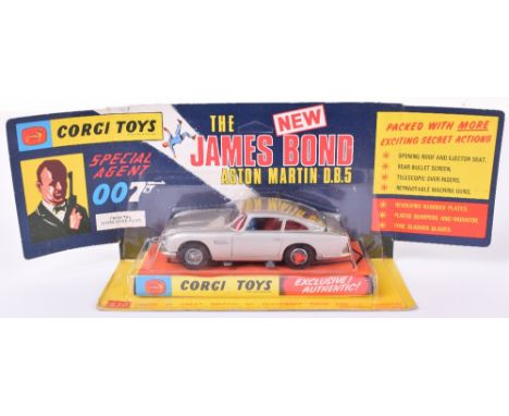 Corgi Toys 270 James Bond Aston Martin 1st Edition silver with tyre slashers, revolving number plates, rear bullet screen, re