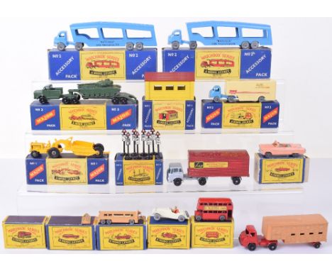 Boxed Machbox Moko Lesney Accessory and Major models, Accessory packs 2xA2 Car Transporters, blue with MW, one excellent cond