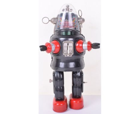 Osaka Japanese Tinplate Battery Operated "Mechanised Robot" 1990's Limited edition, opening battery compartment to each leg, 