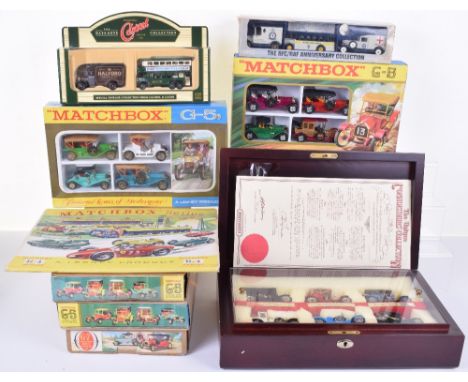 Six Matchbox Models Of Yesteryear Gift Sets, 4 x G-5, G-7, three with card surrounds, two still shrunk wrapped, in original m