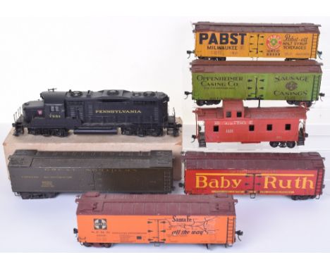 All Nation Lin Inc metal 0 gauge Diesel Switcher No.41 and rolling stock, 0-4-4-0 Pennsylvania 7551 diesel engine No.7551, bl