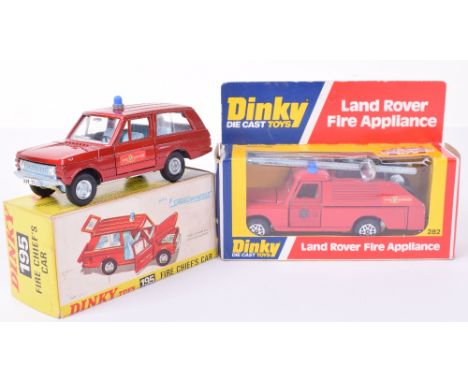 Dinky Toys 195 Fire Chiefs Range Rover, metallic red, light blue interior, cast wheels, in very good condition, a few tiny pa