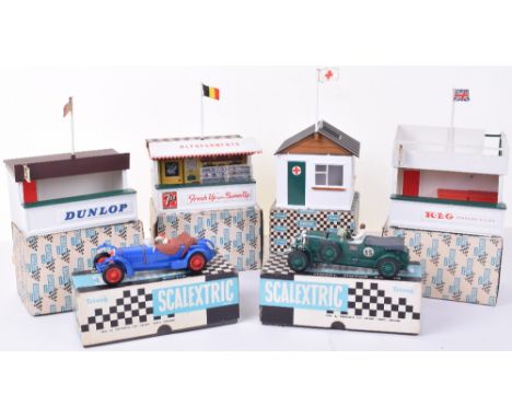 Scalextric boxed Vintage Racing cars, Grand Prix set and accessories, 1960s, C.64 4 ½ litre Super Charged Bentley, green, C.6