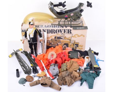 Palitoy 17th/21st Lancers Action Man, complete with lance and pennant and leaflet, together with red Devils outfit, Helicopte