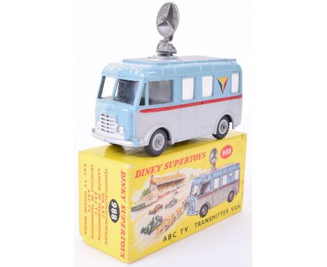 Dinky boxed 988 ABC TV Transmitter van, blue/grey with revolving aerial dish, excellent condition, pictorial box good some bl