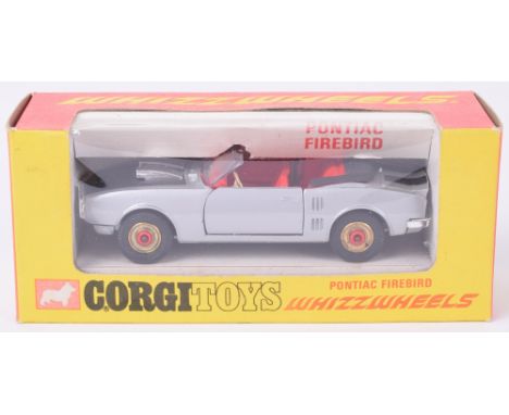 Corgi Toys 343 Pontiac Firebird, silver/black body, red interior, red spot whizzwheels, in mint original condition, Corgi mod