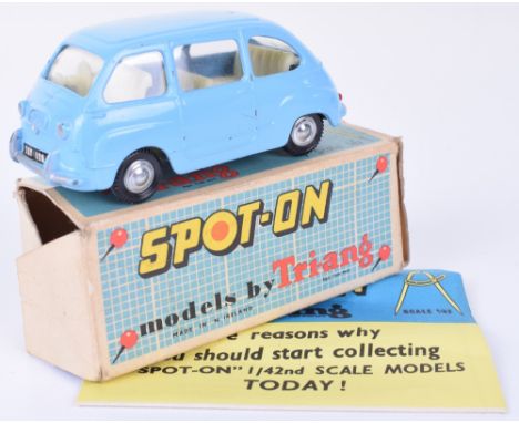 Triang Spot-on 120 Fiat Multipla, light blue body, cream interior, in good to very good condition, box is fair, one end flap 