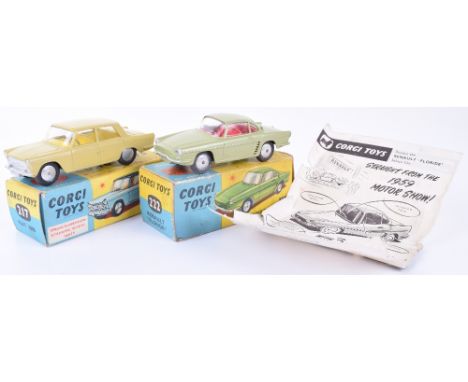 Two Boxed Corgi Toys, 217 Fiat 1800, mustard yellow body, bright yellow interior, flat spun wheels, in good condition, some p