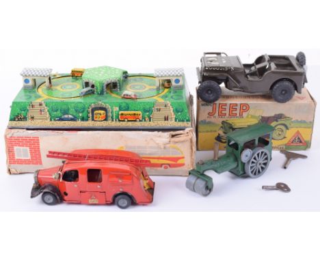 Tri-ang Minic No.2 Jeep and Fire engine, c/w No.2 Jeep boxed, good condition, box fair to good, Minic 62M Fire Engine, good c