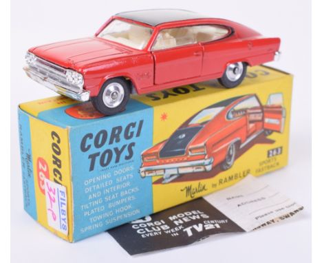 Corgi Toys 263 Marlin by Rambler Sports Fastback, red/black body, cream interior, scarcer spun wheel hubs, in near mint origi