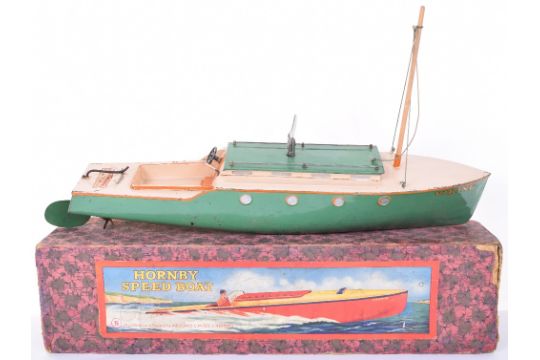 Hornby Speed Boat No 5 Viking Cabin Cruiser Green Cream Tin