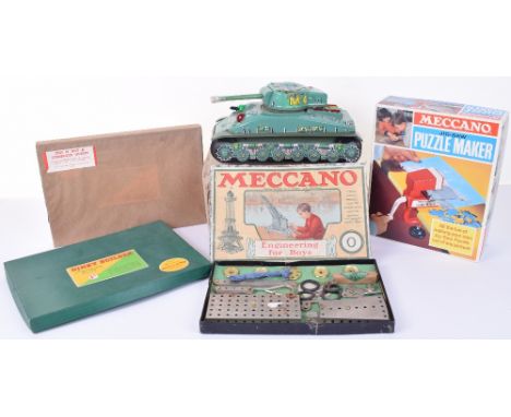 Boxed Meccano Set 0, 2 x Dinky Builder Accessory Outfits 1A sets, one unopened, boxed Meccano Jigsaw puzzle maker, in mint bo