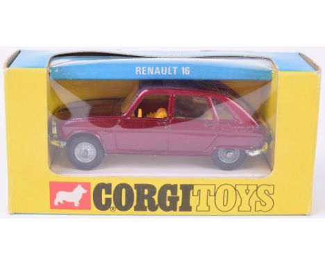 Corgi Toys 260 Renault 16 metallic maroon body, yellow interior, cast wheel hubs, in mint original condition, operating instr