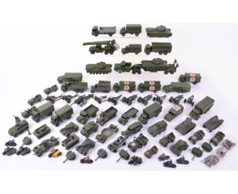 Collection of Dinky Toys Military vehicles, including Bedford Tipper, Austin wagon, Army wagons, 3-ton Army wagons, 10-ton Ar