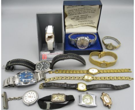 Early 20th century ladies Swiss silver wristwatch on ribbon strap, case stamped .800, 16.7mm; other mechanical and quartz wri
