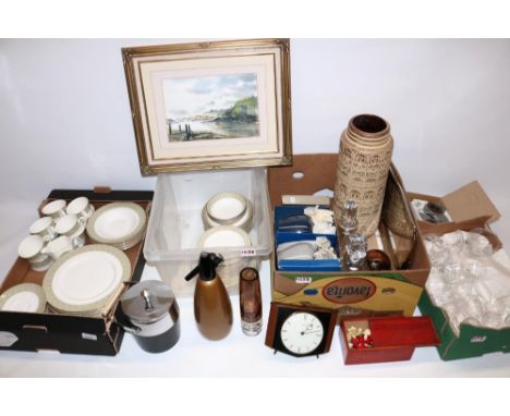 Royal Doulton sonnet pattern dinner ware, mid C20th collectables including two clocks, crystal &amp; glassware &amp; a Casio 