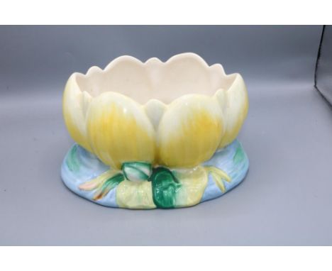 Clarice Cliff for Newport Pottery, a Water Lily bowl, relief moulded, H12cm 