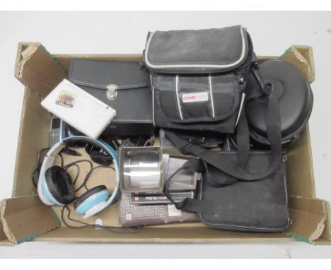 Nintendo DS Lite console with games; Beats by Dr. Dre cased headphones; two Edgcombe Peebles testing meters; 8 x 40 binocular