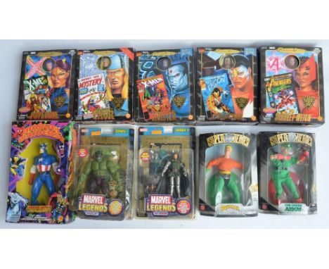 Collection of boxed super hero action figures from Toybiz and Hasbro to include 5x Toybiz Famous Cover Series (Psylocke, Scar
