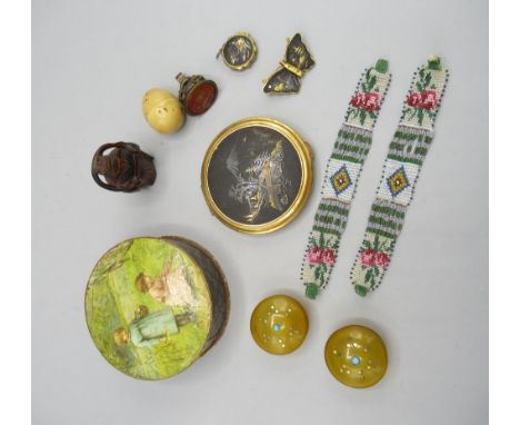 19th Century, signed hardwood netsuke of a sennin, a vintage Cadbury's chocolate box decorated with an image of children pick