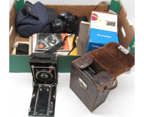 F. Deckel Munich, Nagel 30 Compur folding plate camera with Jos. Schneider &amp; Co. f:4.5 F=13.5cm lens and accessories; Min