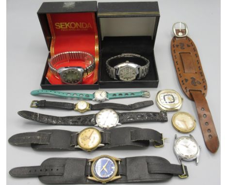 Bakobe plated wristwatch, signed gold tone Arabic dial, applied indices, subsidiary seconds, snap on case back, Swiss 15 jewe