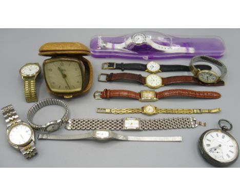 Swiss retailed by Fattorini &amp; Son's Ltd., Bradford, 'Enterprise' silver key wound and set pocket watch, signed white enam