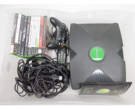 Original Xbox console with one controller and ten games 