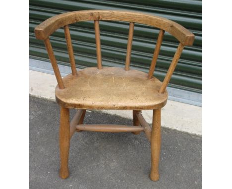 20th century Childs stick back chair on turned supports with stretchers 