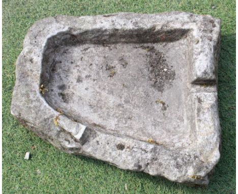 Small sandstone water trough with run off channel, 37cm x 30cm x 10cm 
