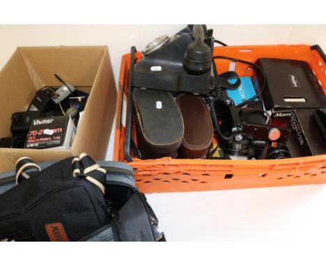 Mamiya m645 SLR camera boxed, Mamiya 1:3.5 f=150mm No.15145 and 1:2.8 f=80mm no.53714 lenses, Praktica MTL3, MTL4 and MTL5B c