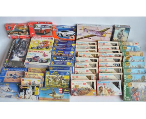 Collection of plastic model kits to include 1/72 soldier and military figures from Esci, Italeri and Revell, 2 Monogram 1/24 