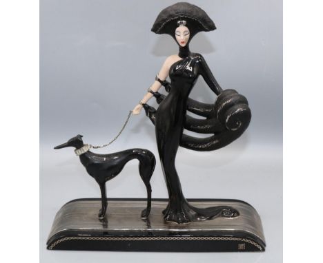 Tommy Cannon Collection: Franklin Mint House of Erte Art Deco style limited edition figure 'Symphony in Black', H26.5cm 