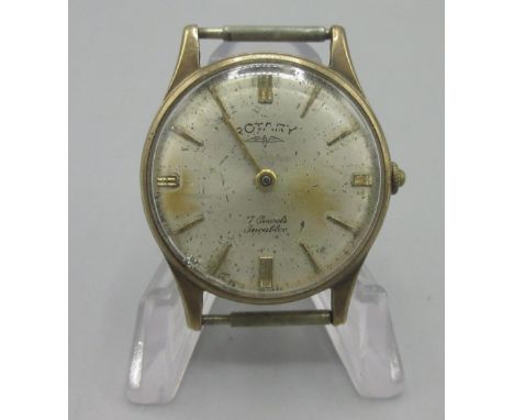 1960's Rotary 9ct gold wristwatch, signed silvered dial, applied baton indices, Dennison snap on case back no. 12878/228439, 