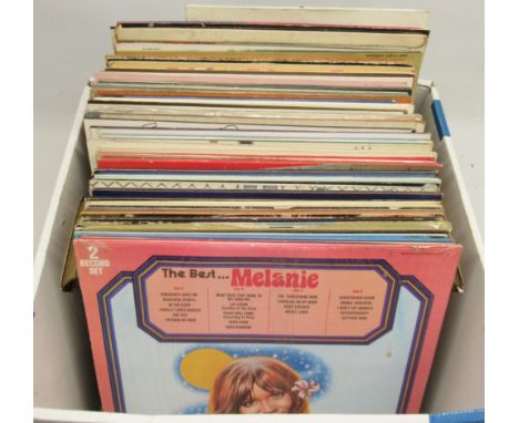 Sixty 33 RPM vinyl records various artists including The Hollies, Smokie, David Bowie, Gary Plunkett and The Union Gap, Everl