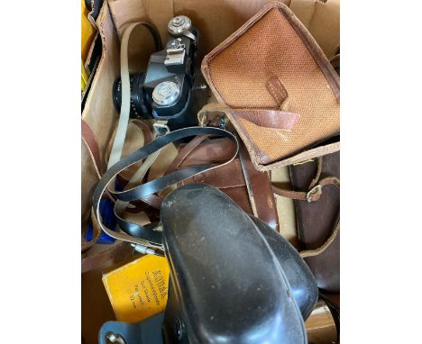 Kodak Retina IIa, Prinzflex 500E camera, Kodak box camera, small tripod, light meter, etc 