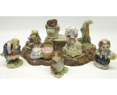 Beswick Beatrix Potter figures, Sir Isaac Newton, Mrs Tiggy Winkle, Tommy Brock, Mr Jeremy Fisher, Timmy Willie, Lady Mouse, 