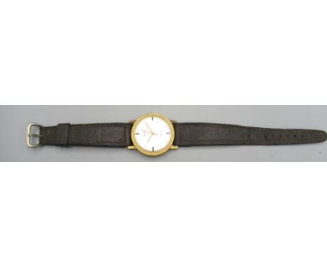 Saga by Timex Model 84 gold plated electric wristwatch, signed sunburst silvered dial, applied baton indices, centre seconds,
