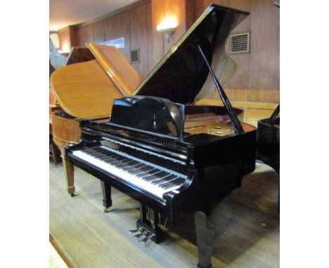 Kawai (c1985)A 6ft 1in Model GS-30 grand piano in a bright ebonised case on square tapered legs.