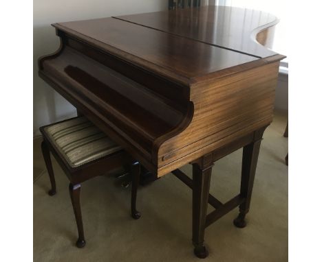 Bechstein (c1910)A 6ft Model A grand piano in a Sheraton style mahogany and boxwood strung case on dual square tapered legs.