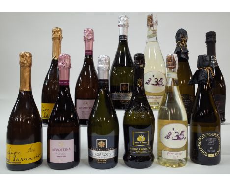 12 BOTTLES ITALIAN SPARKLING WINECa' del Colle 2 x Sweet 2021; Massottina 2 x Viaventi Rosé Brut Millesimato 2020; Montellian