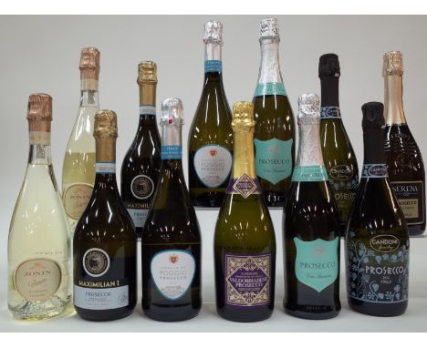 12 BOTTLES PROSECCOZonin 2 x Extra Dry 2021; Cantina di Soave 2 x Maximilian I Extra Dry NV; Castello del Poggio 2 x Extra Dr